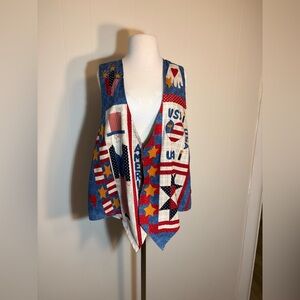 HANDMADE Patriotic Blue Vest with Stars and Stripes